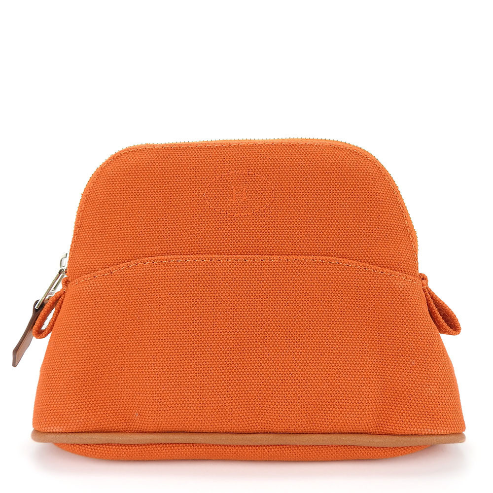 Hermes Hermes Bolide Mini Cotton Pouch Orange Cotton Vanity Bag